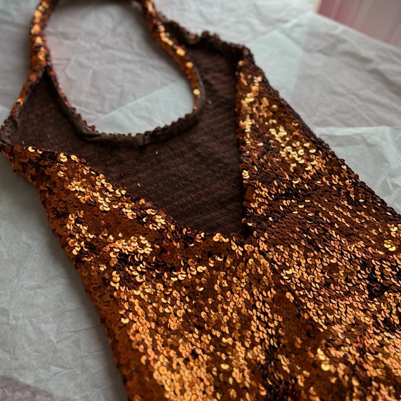 EUC VTG 80s halter sequin minidress handmade stretch small medium cocktail disco - Picture 7 of 15